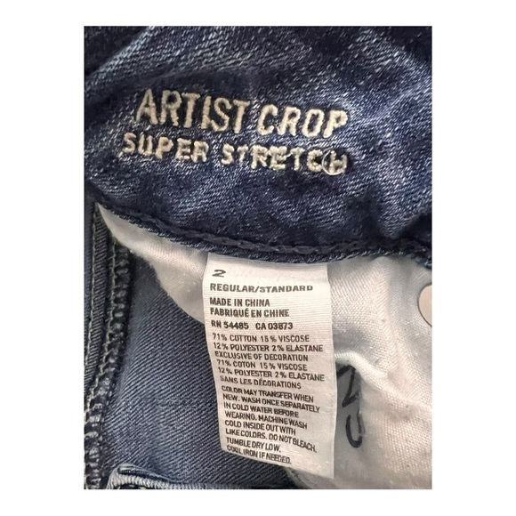 American Eagle Outfitters Artist Super Stretch Cropped Medium Wash Size 0 Reg - Picture 3 of 5